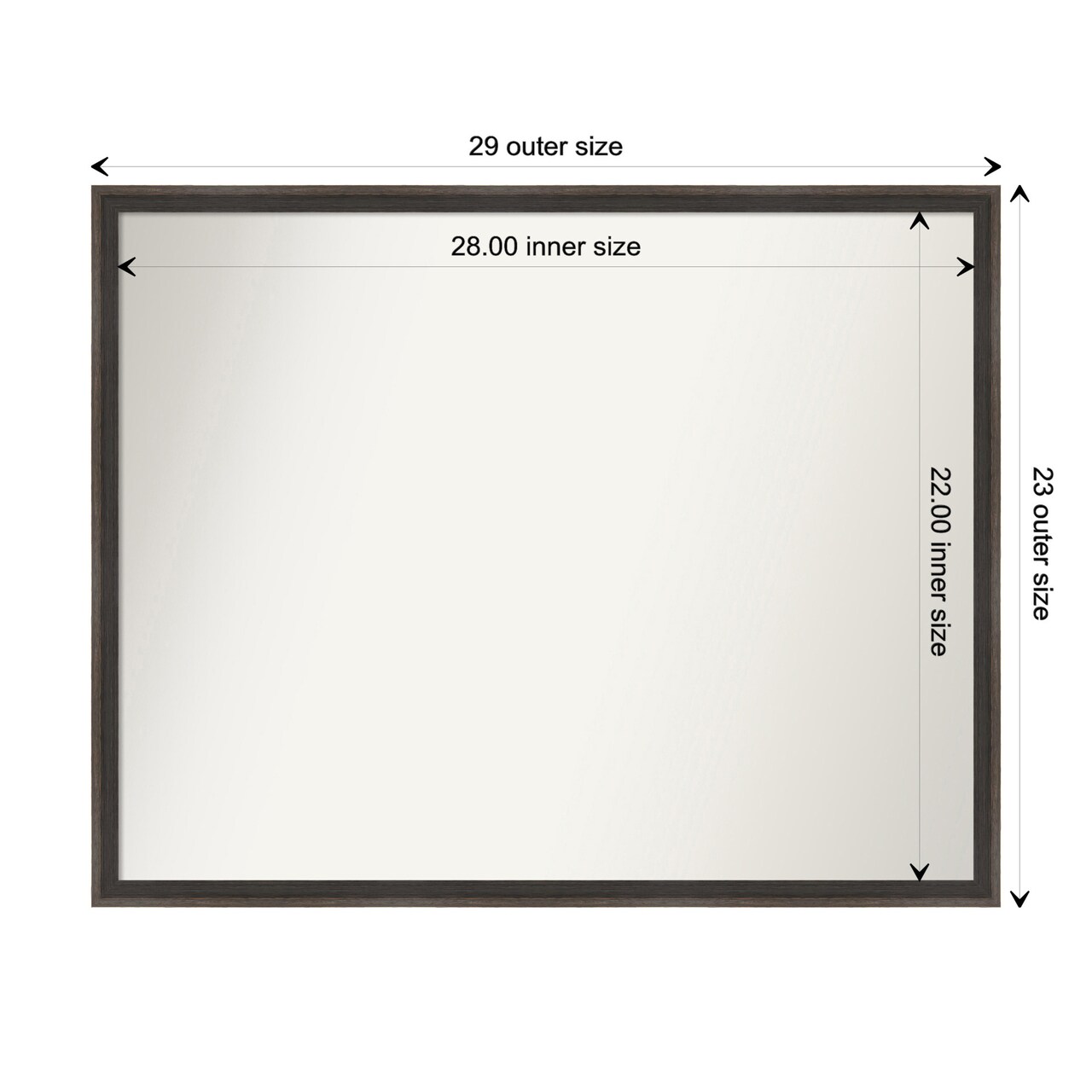 Amanti Art Non-Beveled Wood Wall Mirror, Hardwood Wedge Chocolate Frame